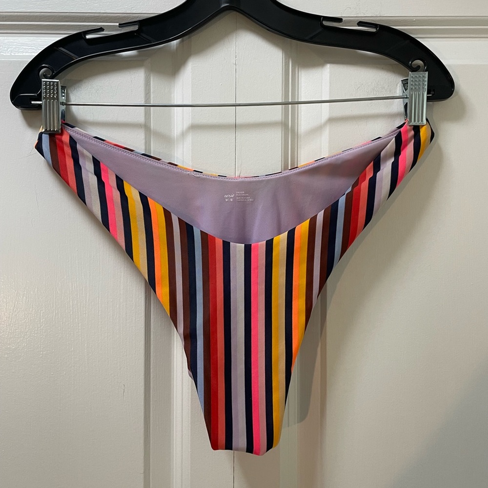 Aerie Women’s Medium Bikini Bottom Cheekier Bright Stripes
